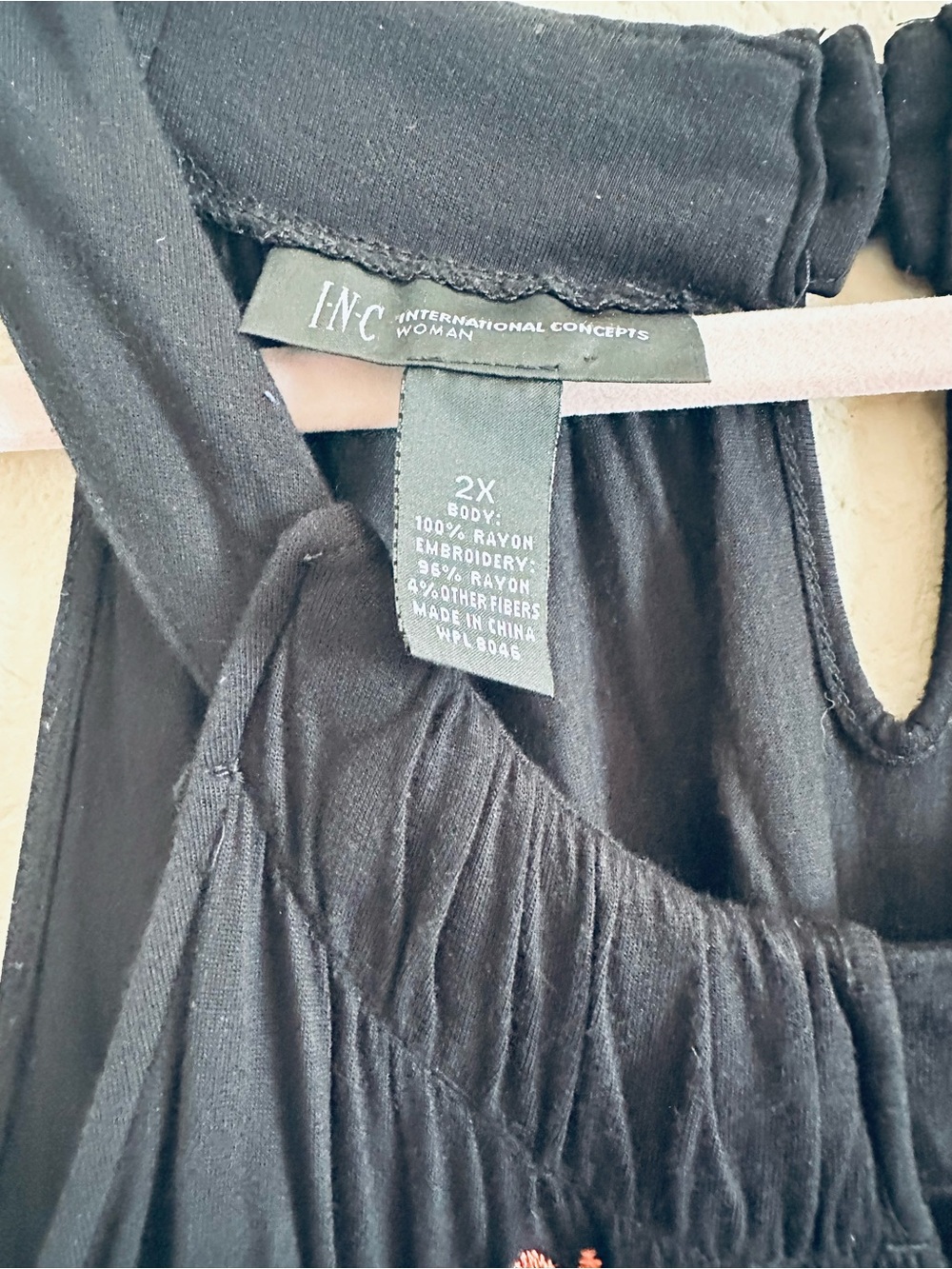 INC Floral Embroidered 2X  Black Tank Top - Picture 3 of 5